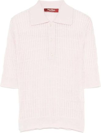 Max Mara Tops, Dames, Roze, S, Geribbelde Polotrui