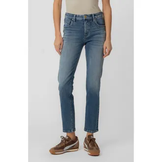 Kut from the Kloth Reese Fab Ab High Waist Ankle Straight Leg Jeans in Fresh at Nordstrom, Size 16