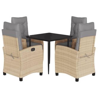 vidaXL Set Comedor De Jard&iacute;n 5 Pzas Con Cojines Rat&aacute;n Sint&eacute;tico Beige Vidaxl