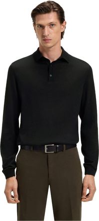 HUGO BOSS Mens Lancione Long Sleeve Polo in Black - Size X-Large