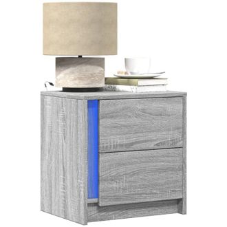 vidaXL Comodini con Luci led 2pz Grigio Sonoma in Legno Multistrato - Vidaxl