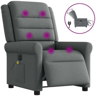 vidaXL Poltrona Reclinabile Massaggio Elettrica Grigio Scuro Tessuto - Vidaxl