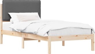 vidaXL Estructura De Cama Con Cabecera Tapizada Marr&oacute;n Y Gris Oscuro Vidaxl