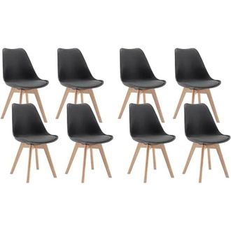 Woltu Set di 8 sedie - Grigio- Sedia scandinava - Gambe in legno (8 sedie in Legno Massello e Pelle Sintetica)