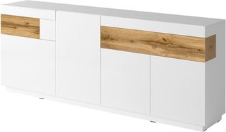 Petits Meubles Aparador 4 puertas 2 cajones estratificado Blanco marr&oacute;n