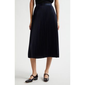 Theory Pleat Satin Midi Skirt in Nctrn Way at Nordstrom Rack, Size 14