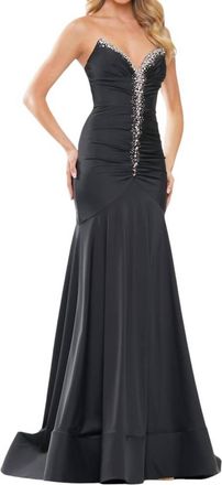 Colors Dress Strapless V-Neckline Floor-Length Dress In Black