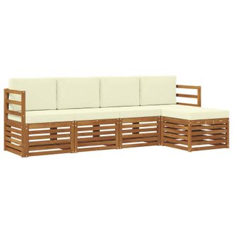 vidaXL Conjunto De Sof&aacute;s De Exterior Con Coj&iacute;n 5 Pcs Natural Y Crema Vidaxl