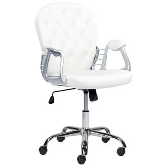 Beliani Beliani - Silla De Oficina Reclinable De Piel Sint&eacute;tica Blanco Plateado Negro Giratorio Princess