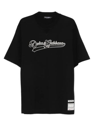 Dolce & Gabbana logo-embroidered T-shirt - Nero