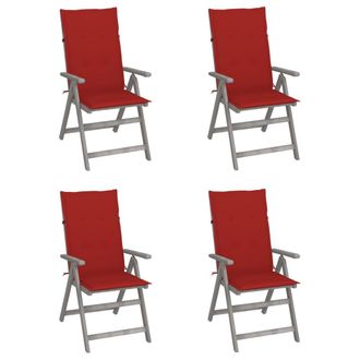 vidaXL Sillas Reclinables Jard&iacute;n Y Cojines 4 Uds Madera Maciza Acacia Vidaxl