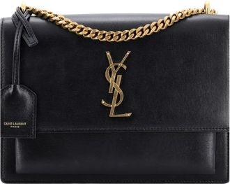 Saint Laurent Sunset Satchel Leather Medium crossbody bag - Zwart