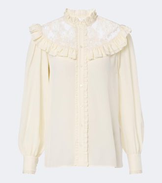 Chlo&eacute; Chlo&eacute; Blusa in seta cr&ecirc;pe de chine con pizzo