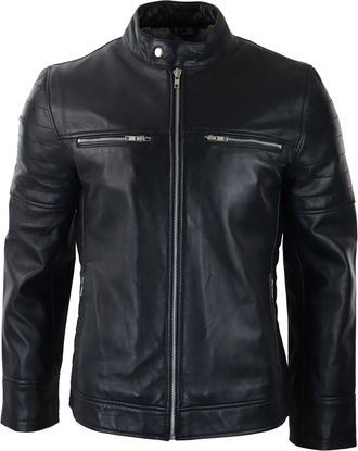 TruClothing Leather Short Zipped Biker Jacket