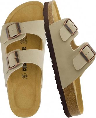 Cushionaire Womens Lane Cork Footbed Sandals In Stone