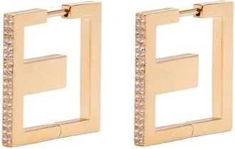 Elisabetta Franchi Accessoires, Dames, Geel, ONE Size, Oorbellen met vierkant logo