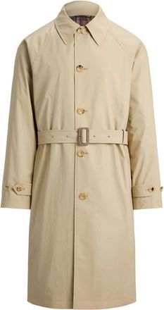Ralph Lauren Stretch Poplin Balmacaan Jas - Heren - Jas met riem - Beige - 2XS - Katoen - Jassen