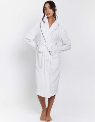 Loungeable Vestaglia leggera in spugna bianca-Bianco