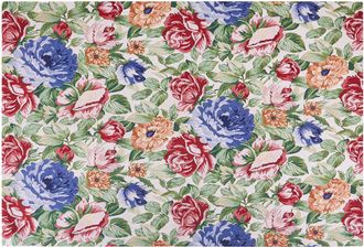 Beliani Alfombra De Algod&oacute;n Verde Rojo Azul 200 X 300 Cm Patr&oacute;n Floral Tejido Plano Farwan
