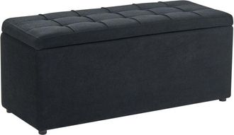 Beliani Storage Ottoman Black 100 x 42 x 40 cm Polyester Fabric Upholstered Footstool Living Room Modern Style OREM