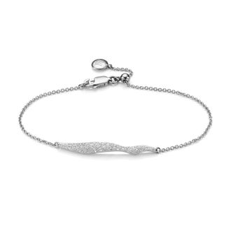 Monica Vinader Sterling Silver Riva Diamond Wave Chain Bracelet Diamond
