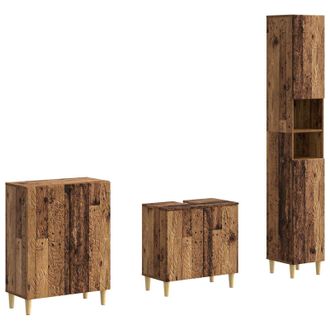 vidaXL Juego De Armarios De Ba&ntilde;o De 3 Piezas Delft Madera Envejecida Vidaxl