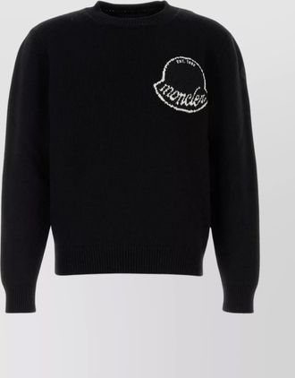 Moncler ribbed cuff long sleeve wool crew neck sweater
