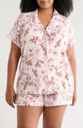 Nordstrom Moonlight Eco Short Pajamas in Pink- Brown Botanist Floral at Nordstrom, Size 1X