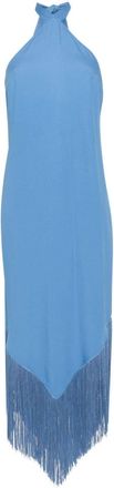 Taller Marmo halterneck fringed maxi dress - women - Acetate/Viscose - 40 - Blue