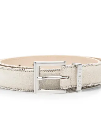 PESERICO Bead-Trim Suede Belt - Beige