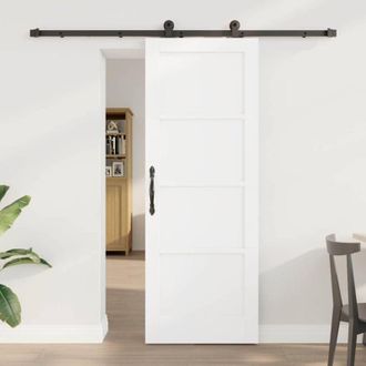 vidaXL Puerta Corrediza Vidaxl Con Herrajes Blanca 73.5x198.5 Cm De Pino S&oacute;lido
