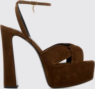 Saint Laurent Sandali con plateau Franciane in pelle scamosciata con logo YSL
