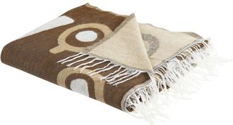 Beliani Beliani - Manta De Acr&iacute;lico Marr&oacute;n 130 X 170 Cm Poli&eacute;ster Colcha Patr&oacute;n Caballo Flecos Siddha