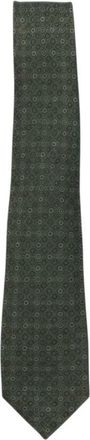 Ferragamo Olive Geometric Pattern Tie