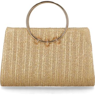 Jessica McClintock Lottie Ring Top Handle Clutch in Light Gold Metallic at Nordstrom Rack