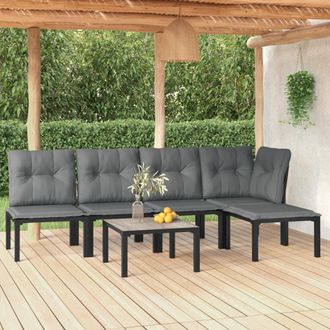 vidaXL Juego De Muebles De Jard&iacute;n 6 Pzas Rat&aacute;n Sint&eacute;tico Negro Y Gris Vidaxl