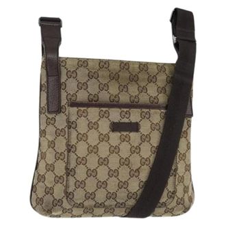 Gucci Pre-owned Cross Body Bags, female, Beige, Size: ONE SIZE Pre-owned Canvas Cross Body Bag