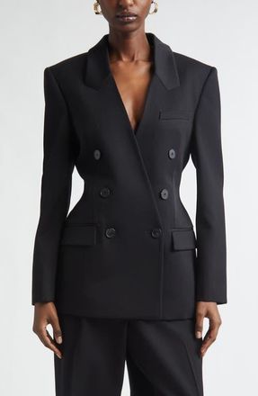 Givenchy Double Breasted Integrated Collar Wool Jacket in Black at Nordstrom, Size 12 Us