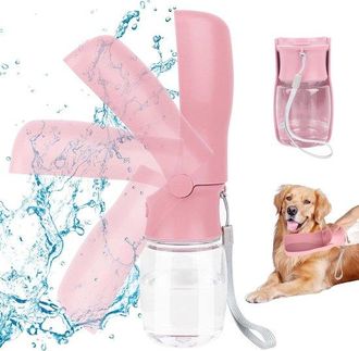 OEM Botella De Agua Port&aacute;til Para Mascotas, A Prueba De Fugas, Botella Plegable, Botella De Viaje, Rosa, Uso Diario, Para Paseos, Para Perros Y Gatos