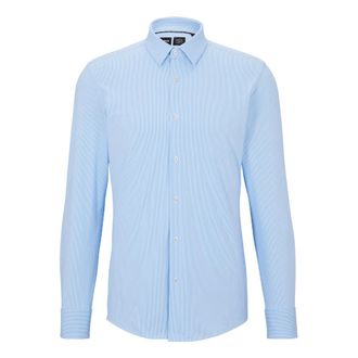 HUGO BOSS Hugo, Casual Shirts, male, Blue, Size: L Light/Pastel Blue Striped Shirt