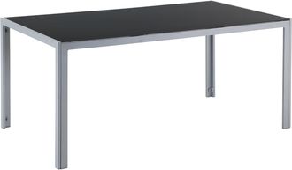 Beliani Beliani - Mesa De Comedor De Jard&iacute;n Con Tablero De Vidrio Templado Negro Y Estructura De Aluminio Gris 160 X 90 Cm Catania
