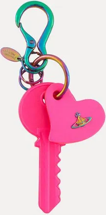 Vivienne Westwood Key And Heart Keyring Leather Fuchsia One Size Unisex