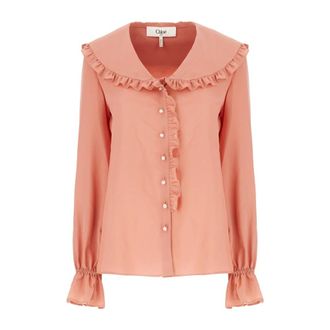 Chlo&eacute; Blouses, female, Pink, Size: 2XS Ruffled Silk Blouse