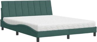vidaXL Vidaxl - Cama Con Colch&oacute;n Terciopelo Verde Oscuro 160x200 Cm