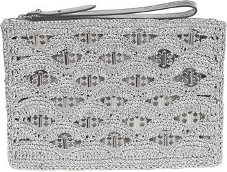 Paco Rabanne Lurex Raffia Pouch With Silver Leather Strap