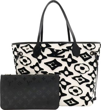 Louis Vuitton Black White Monogram Canvas Shoulder Bag Tote Bag (Pre-Owned)