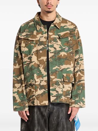 Icecream Running Dog Woodland Camo M65 multi-pockets jacket - men - Cotton/Polyester/Cotton/Nylon - L - Green