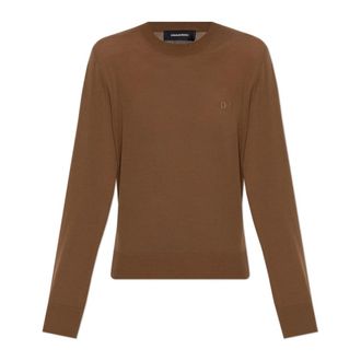 Dsquared2 Wollen trui - Dames - Ronde hals truien - Bruin - 2XS - Wol - Truien & Vesten