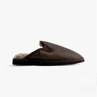 Shepherd Adam Mens Sheepskin Mules Stone Oild Antique - Brown - Size UK 8