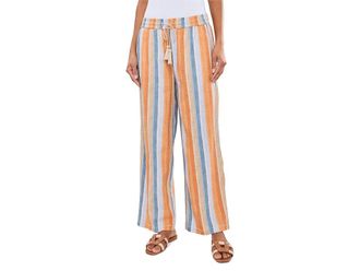 Liverpool L.A. Petite Mid-rise Pull On Drawstring Waistband Wide Leg Pant 28 Inseam Womens Clothing Stripe Print : PXL 28
